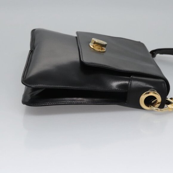 CELINE Shoulder Bag Leather Black Gold Auth EC517 - Picture 4 of 16